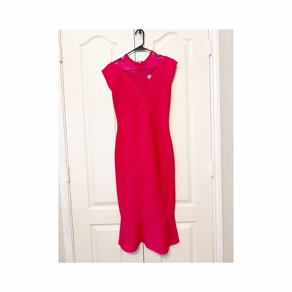 VENUS Bodycon Vibrant Pink Midi Dress Size XS